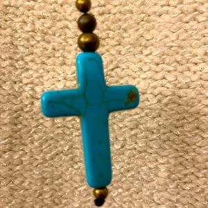 Turquoise long necklace with metal beads